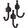 Fuxxer® - Gancio in ferro massiccio, gancio per guardaroba, gancio per asciugamani, gancio per vestiti, gancio in ferro, ottone anticato, design in bronzo anticato, stile rustico, stile inglese, set