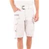 Geographical Norway Panoramique Men - Men's Casual Cotton Bermuda Shorts - Men's Sport Cargo Shorts - Short Bermuda Shorts with Belt Normal Fit - Spring Summer (White L, Size 3)