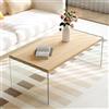 Artloge Tavolino gambe in vetro, piano da 30 mm, moderno tavolino in MDF e vetro, tavolino salvaspazio per soggiorno e salotto, 120 x 60 x 45 cm
