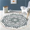 Duories Tappeto vintage bohémien in cotone,motivo mandala,lavabile,tessuto a mano,tappeto rotondo con nappe,per camera letto,corridoio,soggiorno,tavolino caffè,lavabile in lavatrice,60 cm,motivo floreale #2
