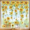 decalmile Adesivi per Finestra Fiori Girasole Primavera Estate Decalcomanie per Finestre Fiori e Farfalla Piante Verdi Non Adesiva Adesivi Anti-Collisione Finestra Vetro Porte Cucina
