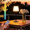 Blakapoo Lampada da Tavolo per Esterni a Energia Solare, Ricaricabile Tramite USB, Luce Bianca Calda Dimmerabile e Luce RGB, con Sensore di Luce e Telecomando, Adatta a Giardini, Patii, Ristoranti, Campeggi