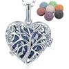 INFUSEU Collana Di Aromaterapia, Albero Della Vita Cuore Ciondolo Diffusore Di Pietra Lavica Ciondolo Essenziale BohéMien Regalo Lungo Per Lei
