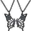 FOCALOOK Collana con ciondolo farfalla, collana donna acciaio inossidabile/oro/nero placcato con nome personalizzato da donna, confezione regalo, Acciaio inossidabile