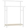 SONGMICS Stand Appendiabiti con Ruote, Attaccapanni Doppio con Ripiano, Largo 98,5 cm, Regge 100 kg in Totale, Struttura in Acciaio, Beige Naturale e Bianco Nuvola HSR152W01