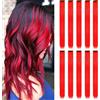 KHDULQ 10 Pezzi Extension Capelli Colorati con clip Rosso Extension Clip Capelli Colorati per Bambini Donne 22 pollici Lungo Dritto,per Bambini Ragazze Donne Festival Feste Cosplay