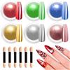 BISHENGYF Polvere Unghie Oro: 6 Colori Di Natale Rosso Verde Blu Argento Polvere Cromata Per Unghie, Polveri Di Pigmento Glitterata Effetto Specchio Olografica Scintillante, Decor Poudre Nail Art