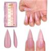 NOVO OVO Sharp Stiletto Nail Tips Press on Medium Long Pure Color Berry Rosa Extra Spessa Morbido Gel Acrilico Estensione Completa Copertura Unghie False per Salon DIY 16 Misure 224 Pezzi