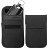 KEYRI 2 PCS Faraday Bag Astuccio Faraday Mini per Le Chiavi dell'Auto Blocca-Segnale in Tela di Vela Mini Marsupio Faraday con Blocco RFID Portachiavi Antifurto per Auto RFID (Nero)