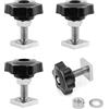 DAIRYCOF Set di 4 scanalature a T, M6 x 35 mm, 20 x 20 x 4 mm, con dadi a stella e rondelle, compatibili con barre portatutto, barre portapacchi, portabici e binari