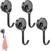 Comioke Gancio Magnetico, Magnete con Ganci, 4 Pezzi Ganci Magnetici, Potente Magnete Gancio, Nero