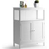 BAKAJI Mobiletto Mobile Armadietto Armadio Bagno Due Ante Doppia Apertura Scaffale Arredamento Legno MDF Design Moderno Casa Salvaspazio Ripiani Interni Colore Bianco 60x30x80 cm