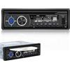 Podofo 1 DIN Autoradio FM/AM Radio, Lettore DVD/CD Musica Bluetooth Vivavoce Chiamata Telefonica Supporto APP Localizzazione EQ Ingresso USB/TF Lettore MP3 per Auto