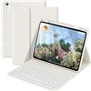 GKABXY Custodia con tastiera iPad A16 11° generazione 11/10,9 pollici 2025/2022, supporto per penna integrato con copertura per supporto pellicola Bluetooth, tasti di accesso rapido, QWERTZ, bianco