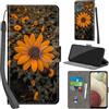 PHINIENLAND Cover per Samsung Galaxy A12 / M12 / F12 Case PU Pelle Custodia [Kickstand] [Chiusura magnetica] [Slot per Schede], Portafoglio Flip Custodia per Samsung A12,Crisantemo