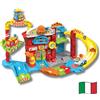 VTech Vroom Vroom Go - Maxi Caserma dei Pompieri Interattiva, Pista Macchinine con Ascensore e Rampa, Incluso 1 Veicolo, 4 Zone Magiche, Lingua Italiana, Batterie Incluse, 1-5 Anni