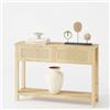 RBFGYIOP Tavolo consolle boho in rattan con 2 cassetti e 2 ripiani - Ampio spazio contenitivo - Facile montaggio - Ideale per ingresso, soggiorno, corridoio o dietro divano - Colore: 25-year natural