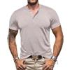 Volemo Tshirt Uomo Cotone Henley Shirt Maglietta con Bottoni Casual Top T-Shirt Manica Lunga Verde L