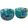 MurArt Coppette in Vetro di Murano.DECORO MG.Diametro 12 cm.Lavorato a Mano Made in Italy. (ACQUAMARINA)