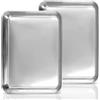 Bakiauli 2 Pezzi Teglie da Forno in Acciaio Inox, Teglia Forno Rettangolare Antiaderente, Teglia Vassoio per Pane, Biscotti, Pizza e Torte, 26.5 x 20.5 x 1.2 cm