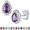 Bestyle Orecchini a Lobo Argento 925 Pietre Portafortuna Febbraio Ametista Orecchini Forma Goccia, Stud Orecchini Donna, Confezione Regalo