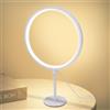 MAYTHANK Lampada da Tavolo Led Metallo Circolare,Stretto Lampada da Comodino con Cavo(USB 5V 2A),Dimmerabile,Moderno Minimalista, per Camera da Letto/Soggiorno,Solo Luce Calda,40 cm,Bianco