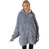 O³ Coperta con Cappuccio, Plaid con Maniche, Coperta indossabile in Pile, Felpa Oversize Donna, Blanket Hoodie - Confortevole e Morbido - Perfetto per Le Notti Invernali sul Divano (Grigio Zipper M)