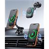 INIU Caricatore Wireless Auto Qi2 15W, Ricarica Rapida Wireless Ultra Magnete, Caricatore Supporto Magnetico Telefono Auto con Gancio Metallo Mani Libere per iPhone 17 16 15 14 13 12 Pro Max Air etc