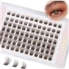 EMEDA Ciglia singole a grappolo marrone scuro D curl 8mm Estensioni ciglia fai da te con banda trasparente Ciglia a grappolo castane dall'aspetto naturale colorate cluster lashes (Dark brown 8mm)