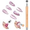SAVILAND Magnete per Unghie con Manico in Legno Magneti Cat Eye Doppia Testa con Perlina Magnetica Magnete per Smalto in Gel Cat Eye Versatile Strumento Magnetico per Nail Art