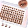 EMEDA Ciglia singole a grappolo marrone chiaro D curl 8mm 10mm 12mm Estensioni ciglia fai da te con banda trasparente Ciglia a grappolo castane dall'aspetto naturale colorate cluster lashes (Light brown)