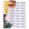 EMEDA Ciglia finte naturali 10 paia Banda trasparente ciglia a striscia 8-11mm Ciglia corte e morbide dall'aspetto naturale Natural Fake lashes (A36)