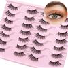 EMEDA 14 Paia Ciglia a Metà Naturali 3D Multistrato - Ciglia Angolari Dall'aspetto Naturale Wispy - Half Lashes 3/4 Eyelashes (W30)
