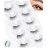 Obeyalash Ciglia Finte Pre-Incollate - Ciglia Finte Autoaderenti Pre Glued Lashes 3/4 5 Coppie Autoadesive Eyelashe Half 10 Strisce Adesive Supplementari E Una Pinzetta - Per I Principianti