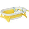 HOMCOM Vaschetta Bagnetto Pieghevole per Bambini 0-3 Anni con Indicatore di Temperatura e Cuscino, 81.5x50.5x23.5 cm, Bianco|Aosom