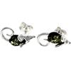 SilverAmber Jewellery Orecchini a perno in vera ambra baltica naturale e argento Sterling 925 con piccoli topi GL188, Argento sterling Ambra, ambra