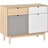 Easycomfort Mobiletto Multiuso Stile Nordico, Armadietto Due Ante con Cassetti per Cucina e Ingresso, 100x40x79.5cm, Multicolore