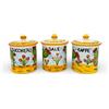 CERAMICHE CALTAGIRONE Tris barattoli cucina in ceramica siciliana decorati Fichi d'India