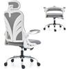 HOLLUDLE Sedia da Ufficio Ergonomica con Schienale Pieghevole, Sedia da Scrivania con Poggiatesta 2D, Braccioli Ribaltabili e Supporto Lombare in Rete Sedia da Lavoro Girevole, Bianco