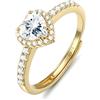 Chriscoco Anello Donna Argento 925 Cuore Regolabile Con Cubic Zirconia - Fedine Promessa Fidanzamento Con Portagioie Argento/Oro/Oro Rosa