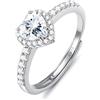 Chriscoco Anelli Donna Argento 925 Anello Cuore Anello Regolabile Donna Cubic Zirconia Fedine Promessa Fidanzamento Anello Donna Con Portagioie Argento/Oro/Oro Rosa