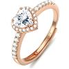 Chriscoco Anello Donna Argento 925 Cuore Regolabile Con Cubic Zirconia - Fedine Promessa Fidanzamento Con Portagioie Argento/Oro/Oro Rosa