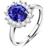 Adramata 925 Anelli in Argento Sterling per Donna, Anello di Fidanzamento Zaffiro, Anelli di Fidanzamento Regolabili in Argento 925, Anniversario Matrimonio Promessa Anello,B