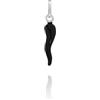 Donipreziosi Ciondolo Smaltato a forma di Corno Portafortuna - Pendente Cornetto napoletano in Argento per Collana o Bracciale Uomo o Donna, Scaramanzia - 3,5 cm Nero