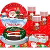 Generisch Stoviglie a Tema Natale,65pcs Set Stoviglie Natalizie Include Piatti di Carta Tovaglia Tovaglioli etc Stoviglie per Feste in Carta di Natale per Decorazioni Natalizie