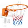 VEVOR Canestro da Basket Diametro Esterno 480 mm Canestro da Basket in Acciaio al Carbonio con Rete di Ricambio per Porta da Basket a Parete per Allenamento di Basket all'aperto al Coperto