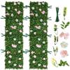 VEVOR Parete Verde Artificiale 243,8x61 cm, Set di 2 Pannelli di Siepe Artificiale con Fiori Finti per Pareti e Recinzioni Decorative, Schermo Frangivista per Balcone Cortile, Uso Interno ed Esterno
