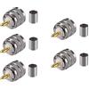 Vecys 5 Pezzi PL-259 Maschio Connettori 50 Ohm UHF PL259 Maschio Adattatore Connettore Coassiale RF a Crimpare per RG58 VLMR195 RG142 RG400 Cavo Coassiale a Bassa Perdita Compatibile con Radioamatori