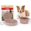 Flamingo ciotola per cani - slow feeder Nino tortora pieghevole - anti ingozzamento con moschettone - 500ml