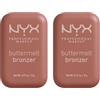 NYX Professional Makeup Buttermelt Bronzer Tonalità 04 Butta Biscuit Lunga Tenuta 12h No Transfer Look Abbronzato e Luminoso con Burro di Mango Karité e Mandorle - 2 Bronzer da 5g
